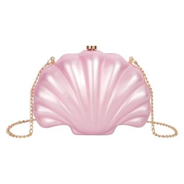 Imagem de Bolsa feminina Seashell Evening Bag Mermaid Chain Strap Clutch Shoulder Bag, 03 - Rosa