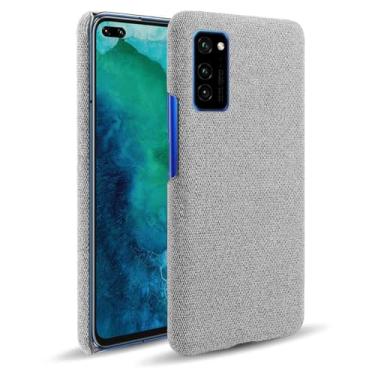 Imagem de Capa para Huawei Honor V30,Capa desenhada em lona,Case Protetora Ultrafina com Empunhadura Macia,Design em Tecido Antichoque e Antiarranhões-Light gray