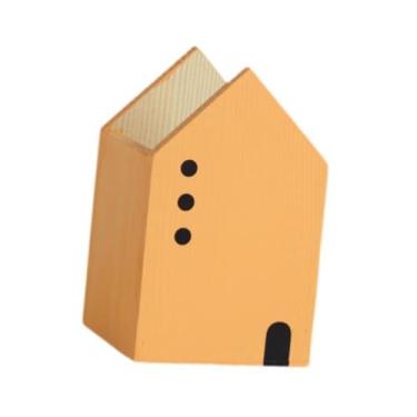 Imagem de Esquirla Porta -lápis para mesa de lápis, madeira, madeira, portador de caneta organizador de desktop decoração de caneta de caneta organizadora de pincel para, Laranja