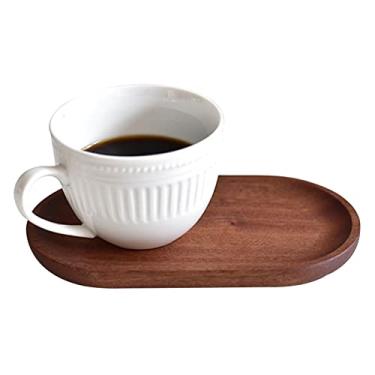 Imagem de Bandeja de madeira para servir pratos de salada para biscoitos de frutas, xícara de sobremesa natural, aperitivo, pratos de salada para pão, vegetais, prato de comida, bandeja decorativa (marrom)