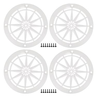 Imagem de ACROPIX Capa de grade de alto-falante de carro universal de 7,6 cm redonda 7,6 cm caixa protetora de subwoofer com parafusos de montagem ABS branco - pacote com 4