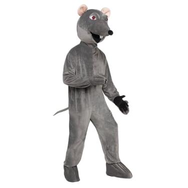Imagem de Fantasia masculina de luxo para mascote de rato de pelúcia Forum, Cinza, Standard