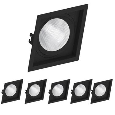 Imagem de 6 Spot Embutir Recuado Par30 E27 Preto Save Energy Quadrado