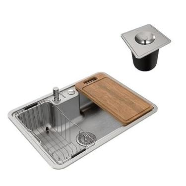 Imagem de Docol Cuba de Sobrepor/embutir 64x44 com Acessórios e Lixeira para Cozinha DocolMassima Aço Inox - Cod.Novo: 90016116016 Cod.Antigo: 01611616