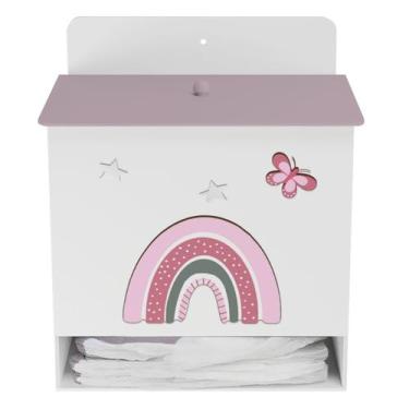 Imagem de Porta Fralda Kit Higiene MDF Quarto Infantil Arco Íris - Neném na Nuve