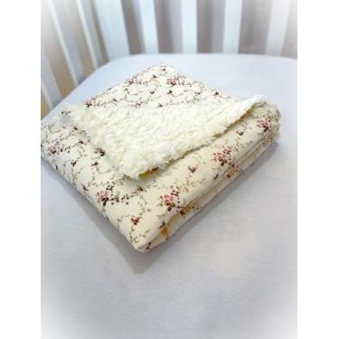 Imagem de Coberta Manta Macia Sherpa Estampado 100% Algodão (M, Floral Rosa)
