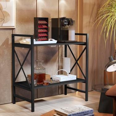 Imagem de Cantinho do Café Steel - Mesa Compacta para Café e Lanches com Kit de Acessórios, Pés em Feltro Montagem Fácil (Preto)