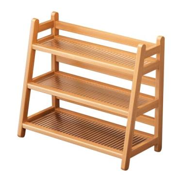 Imagem de Ｂｅｓｇａ Suporte para xarope de café, prateleira de balcão de cozinha, suporte para temperos de 3 níveis, acessórios para mesa, penteadeira, bar de cozinha, Cor de Madeira