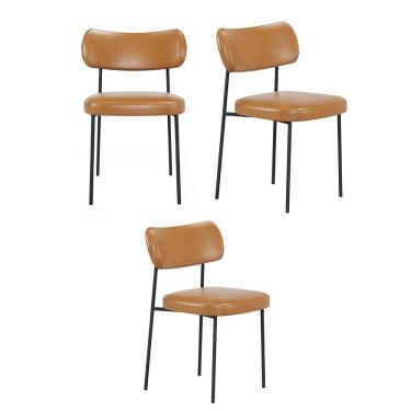 Imagem de Kit 3 Cadeiras Mona Para Sala Jantar Gourmet em Aço-Couríssimo-Whisky-EdeCasaMoveis