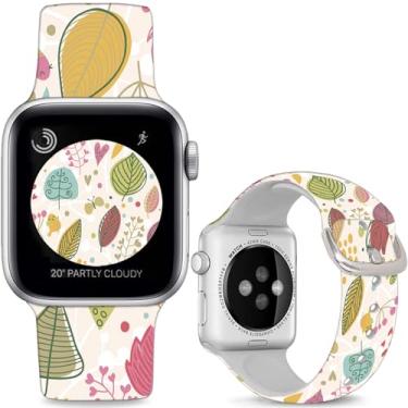 Imagem de Sjiangqiao Pulseiras de relógio de silicone macio compatíveis com Apple Watch SE séries 10, 9, 8, 7, 6, 5, 4, 3, 2 e 1 de 49 mm, 46 mm, 44 mm e 42 mm (série 3 2 1), para mulheres e homens.