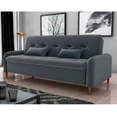 Imagem de Sofá-cama Donna 3 Lugares Reclinável Veludo Cinza - Matrix
