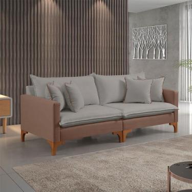 Imagem de Sofá Fixo 4 Lugares M-195 2,40m  Molas Bonnel, Almofadas Soltas e Reve