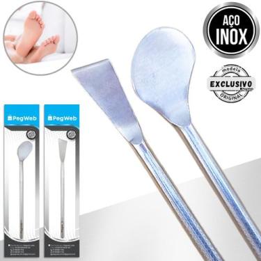 Imagem de Kit Bisturi Calos Plantar + Bisturi Dorsal Podologia Inox Pegweb, Inox