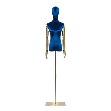 Imagem de Mannequin Manequins para exposição de roupas, torso feminino de veludo com altura ajustável de 65 a 71 polegadas, para vestidos de noiva e camisetas(Blue1,Medium)
