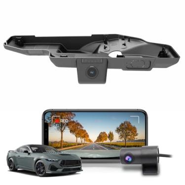 Imagem de Fitcamx Frontal 2K+Traseira 1080P Dash Cam para Ford Mustang 2024 2025 Ecoboost GT Premium Dark Horse, Estilo OEM integrado, Dual HD Vídeo, WiFi integrado e APP, Loop Gravação, G-Sensor, 64GB Cartão