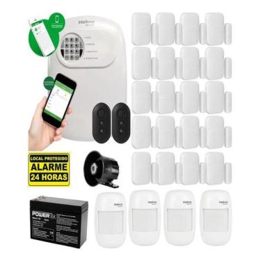 Imagem de Kit Alarme Intelbras Completo 24 Sensores Sem Fio Proteção Máxima via 