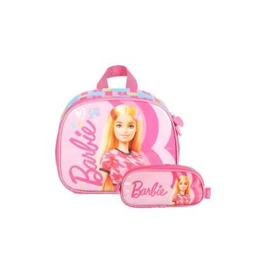 Imagem de Kit Escolar Lancheira Térmica+Estojo Triplo Barbie - Pink