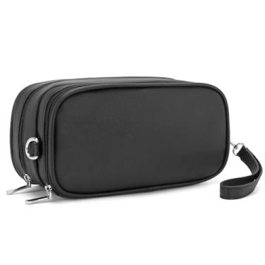 Imagem de XIAOLER Bolsa de maquiagem para mulheres, organizador de maquiagem aberto com suporte de pincel de maquiagem, bolsa de cosméticos à prova d'água com compartimento, bolsa de higiene portátil para