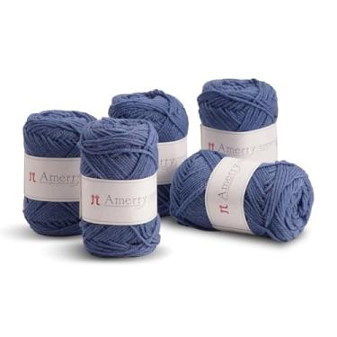 Imagem de Conjunto de 5 novelos Hamanaka Amerry, peso médio, 70% lã merino da Nova Zelândia, 30% mistura acrílica, fio macio e fácil de tricotar para tricô e crochê, feito no Japão (Col. 16)