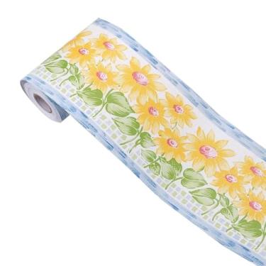 Imagem de Adesivo autoadesivo de azulejos de PVC com borda de papel de parede floral com borda de papel de parede removível para banheiro e cozinha