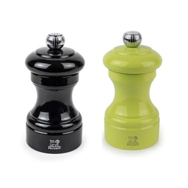 Imagem de Peugeot Conjunto de moedor de pimenta e sal bistrô, 10 cm - moedores de madeira de faia com moagem ajustável - para grãos de pimenta e sal grosso, resistente à corrosão - utensílios essenciais de