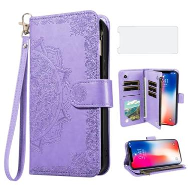 Imagem de Capa de telefone para iPhone Xs X 10 10s capa carteira celular com protetor de tela de vidro temperado e porta-crédito flip flor suporte suporte iPhoneX iPhoneXs iPhone10 i PhoneX SX 10x 10xs X's Men