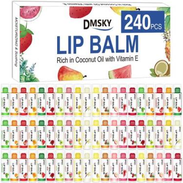 Imagem de Bálsamo labial DMSKY, pacote de 240, natural, com vitamina E e óleo de