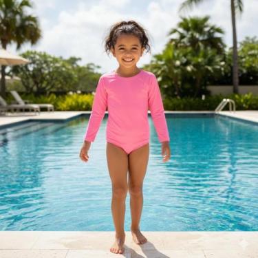 Imagem de Maiô Infantil Manga Longa Proteção Solar Body Liso Básico - Aymêe, Ros