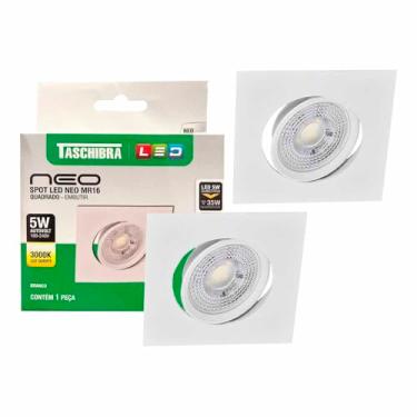 Imagem de 2 Spot Led Neo Embutir Quadrado 5W Luz Quente 3000k Taschibra