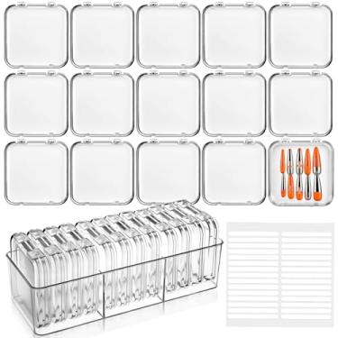 Imagem de LemonRoad 24 caixas de armazenamento de unhas com 2 caixas grandes organizadoras de unhas postiças, caixas de embalagem de acrílico com fita adesiva dupla face para arte em unhas