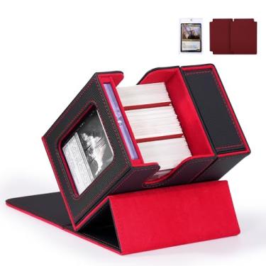 Imagem de Trading Card Deck Box with Commander Display，2 in 1 MTG Storage Holds 100 Double-Sleeved Cards，1 Deck Boxes & Dice Tray Included，Fits MTG, TCG, PTCG & Sports Cards