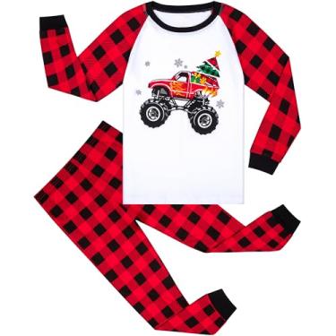 Imagem de HONGTEYA Roupas infantis de Halloween para meninos e meninas de algodão esqueleto roupas infantis tamanho 3-7 anos, Carro de Natal, 4 Anos