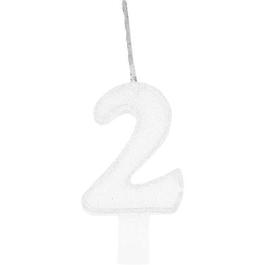 Imagem de Vela Para Aniversario N.02 Glitter Branca