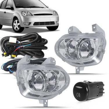 Imagem de Kit farol de milha do Ford Fiesta 2003 2004 2005 e 2006 botão modelo o
