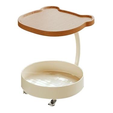 Imagem de Mesa lateral minimalista sofá móvel mesa lateral bonito minimalista pequeno carrinho sala de estar prateleira com rodas mesa de cabeceira (marrom)