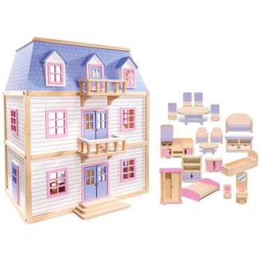 Imagem de Casa de Bonecas em Madeira com 19 Peças de Mobília para Crianças, Melissa & Doug