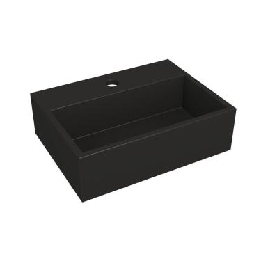 Imagem de Cuba De Apoio Banheiro Safira Pedra 40x30cm Preto Fosco