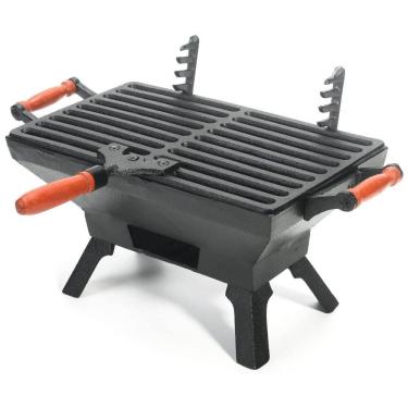 Imagem de Mini Churrasqueira a Carvão Portátil de Ferro Fundido Serve 2 Porções, SUNGMOR, Preto