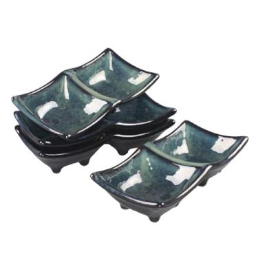 Imagem de LIUYWYHCF Conjunto de servir batatas fritas e tigela de molho de 19 cm, tigela divisória profunda, prato divisor, tigela de cereal à prova de umidade e conjunto de buffet, máquina de lavar louça