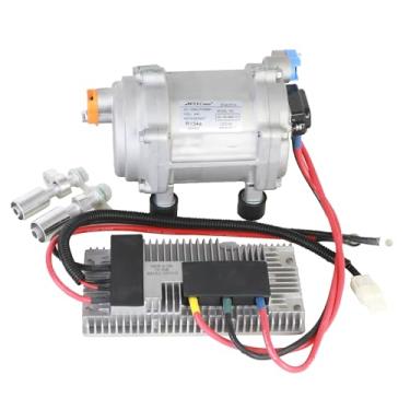 Imagem de ACTECMAX Compressor elétrico universal AC 20cc/r Compressor de ar condicionado para compressor automático de 24V para R134a, com acessórios retos