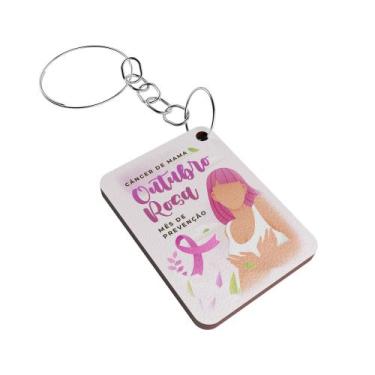 Imagem de Kit50 Chaveiros MDF Outubro Rosa Coração Campanha de Prevenção - Dk De