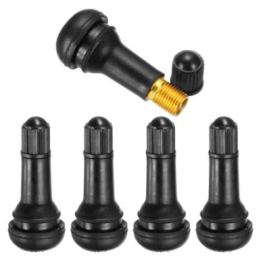 Imagem de PATIKIL Haste de válvula de pneu TR413 de 1,9 polegadas, pacote com 5 hastes de válvula de encaixe de borracha de metal universal para carros, caminhões, reboques, quadriciclos, motocicletas, preto
