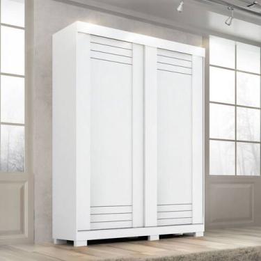 Imagem de Guarda-Roupa Solteiro Ayla 2 Portas 2 Gavetas 100% Mdf Branco - Acp Mó