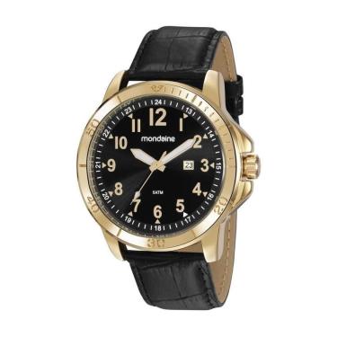 Imagem de Relogio Masculino Mondaine Dourado E Preto Pulseira Couro