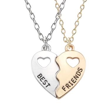 Imagem de Colar de coração combinando para melhor amigo, 2 peças, colares de amizade, presentes de amizade, One Size, Aço inoxidável, Sem Pedra Preciosa