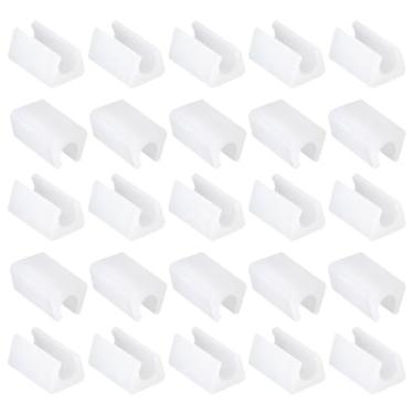 Imagem de Pacote com 40 pontas retangulares para pernas de cadeira, encaixe de pernas de tubo de metal de 7-8 mm - Protetor de móveis de plástico para pés deslizantes para pisos de madeira, branco