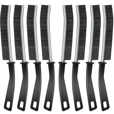 Imagem de Pacote com 8 escovas de limpeza de fendas, ferramentas de limpeza de lacunas multifuncionais com cerdas de nylon rígidas, ideal para banheiro, cozinha, pia, janela, preto