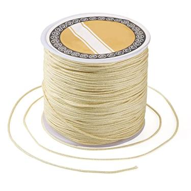 Imagem de Cordão de nylon de 0,8 mm para fabricação de pulseiras chinesas de 100 metros, fio de contas para pulseiras trançadas Kumihimo, colares de macramê artesanal, sino de vento (Cáqui claro)