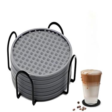 Imagem de Pacote com 6 porta-copos para bebidas, porta-copos de silicone, proteção de mesa para qualquer tipo de mesa, madeira, mesas de pedra, seguro para lava-louças, porta-copos para bebidas para qualquer