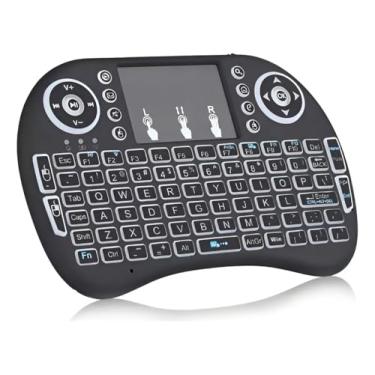 Imagem de Mini Teclado Sem Fio 2.4G, Teclado QWERTY com LED RGB, Controle Multimídia e Jogos, Compatível com PC, Notebook, Android, TV Box, 16x11x3cm, Bateria Recarregável USB